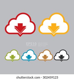 Vector : Download, Cloud Computing Infographics Flat Icon, Sign 