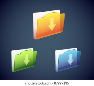 Vector download folder shining icon with color variation