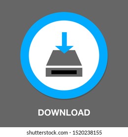 Vector Download Icon - File Button, Downloading Sign Symbol