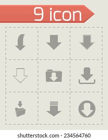 Vector download icons set on grey background