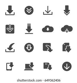 Vector download icons set on white background