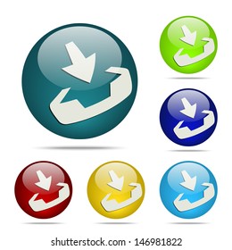 Vector Download Sphere button / icon