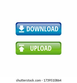 Vector of Download and Upload Button with Glossy Effect, Web Element Download and Upload Icon Template Design