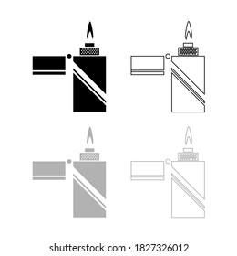 Icono de encendedores, fuego iluminado, estilo plano