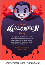 Vector Dracula Character Happy Halloween Invitation Card