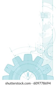 Vector draft background with a gear element. Can be easily colored and used in your design.