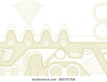 Vector draft background with a gear line. Can be easily colored and used in your design.