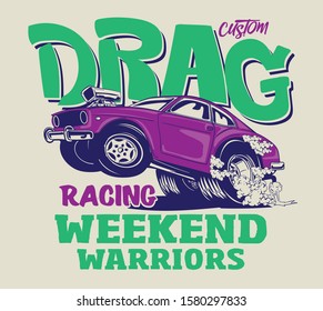 vector drag race car cartoon illustration