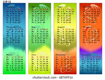Vector dragon calendar for year 2012.