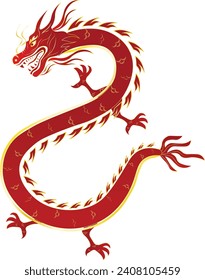 Vector Dragon Chinese New Year Celebration Element Red Gold