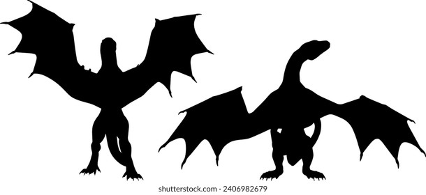 Vector Dragon Creature silhouette set