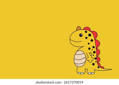 vector dragon cute on a yellow background in the cartoon