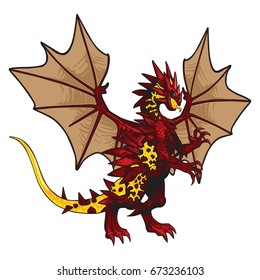 Vector dragon with energetic glow ready to attack.