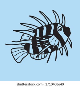vector dragon fish doodle line icon