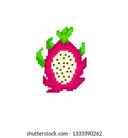 vector Dragon fruit concept in pixel art