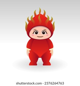 Vector Dragon fruit kawaii cartoon character vector funny Dragon fruit kawaii illustration