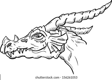 vector -  dragon head, isolated on background