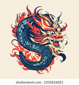 Vector dragon head isolated on background. Symbol of Chinese new year 2024.