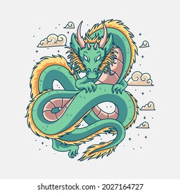 vector dragon illustration design, the design can be used for print and digital needs