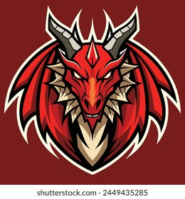 Vector dragon illustration, dragon head, logo emblem