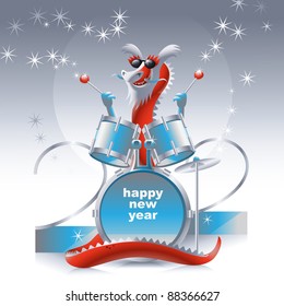 Vector Dragon, the symbol of 2012, playing magic drums