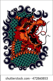 vector dragon tattoo design illustration