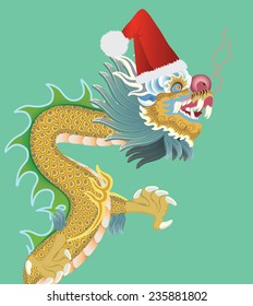 vector of dragon wear christmas hat
