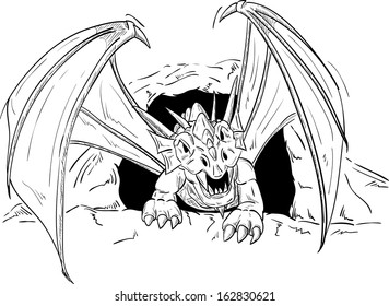 vector - dragon with wings , isolated on background