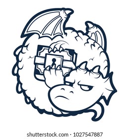 Vector dragonchain blockchain platform monochromatic logo