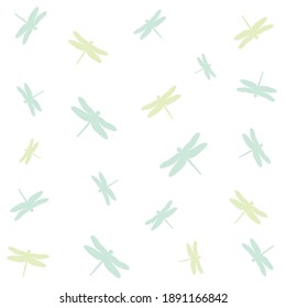 Vector dragonflies. Seamless pattern. Light design.