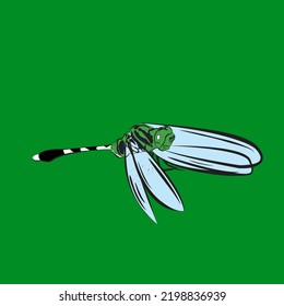 Dragón vectorial con fondo verde oscuro con técnica de línea gruesa y delgada