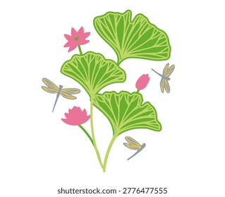 Vector dragonfly illustration. Fauna summer illustration. Wildlife concept. 