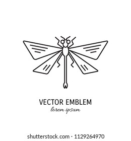 Vector dragonfly linear icon
