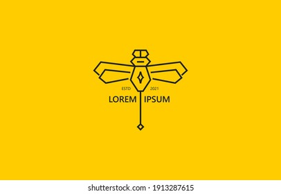 Vector of Dragonfly Linear Logo Template suitable for fast and flexible business company such as travel, transportation