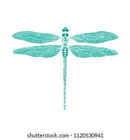 Vector dragonfly. Dragonfly made in one color under the stencil