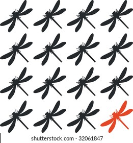 Vector. dragonfly set in color 01