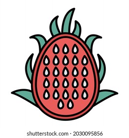 Vector Dragonfruit Filled Outline Icon Design
