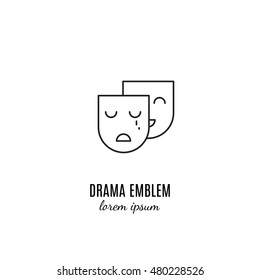 Vector drama emblem in trendy linear style isolated on white.