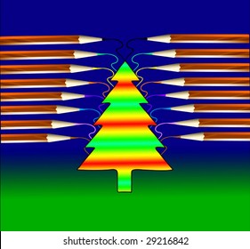 Vector Draw A Colorful Tree
