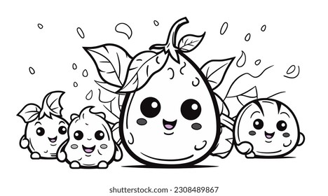 Vector Draw, Cute Cartoon Fruit