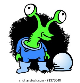 Vector draw of funny alien