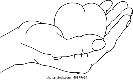vector - draw the hand which offers heart