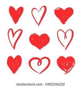 Vector draw hearts. Valentin's Day symbol.