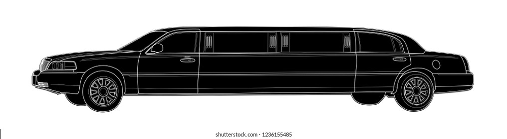 Vector draw of limousine. Modern simple design