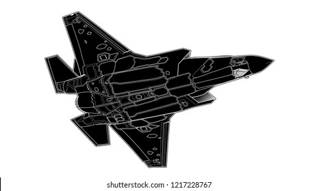 Vector draw of modern American jet fighter.