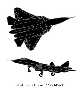Vector draw of modern russian jet fighter.