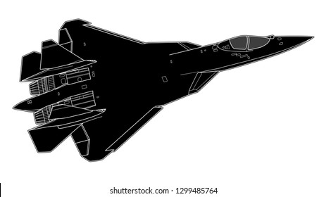 Vector draw of modern Russian jet fighter.