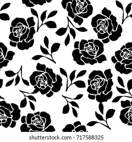 vector draw rose flower pattern seamless background wallpaper , wrapping paper, textile , fabric
