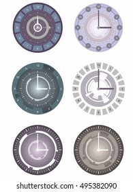 vector draw watch or clock, simple icons on a white background