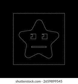 Estrella de la historieta del dibujo del Vector, estilo plano blanco punteado del color de la línea 